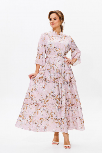 Летнее нарядное платье из струящегося атласа с воланами Mubliz 183 - фото 17