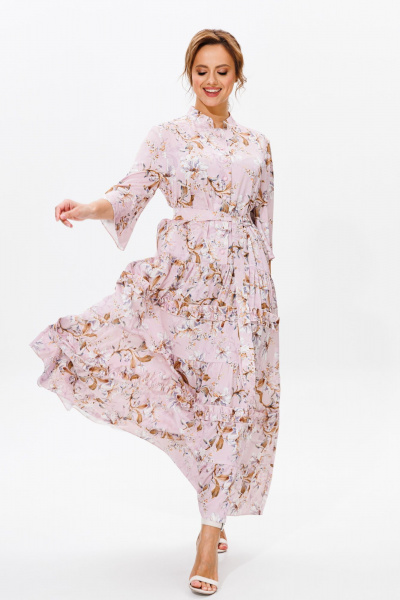 Летнее нарядное платье из струящегося атласа с воланами Mubliz 183 - фото 16