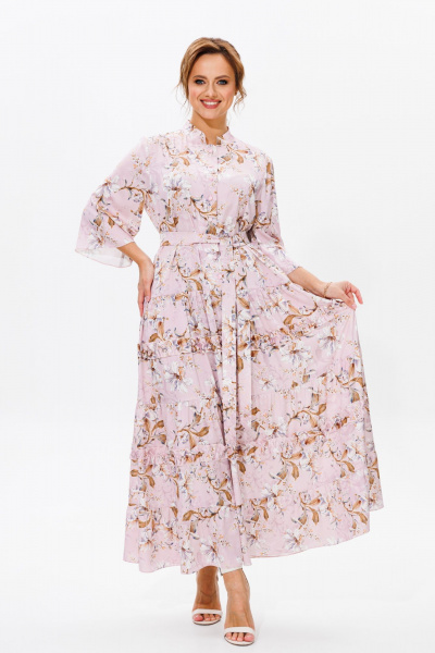 Летнее нарядное платье из струящегося атласа с воланами Mubliz 183 - фото 14