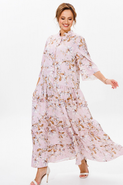 Летнее нарядное платье из струящегося атласа с воланами Mubliz 183 - фото 13