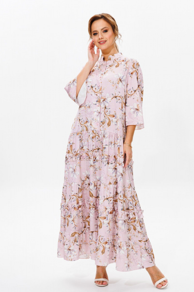 Летнее нарядное платье из струящегося атласа с воланами Mubliz 183 - фото 12