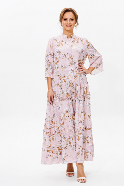 Летнее нарядное платье из струящегося атласа с воланами Mubliz 183 - фото 11