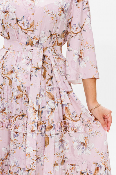 Летнее нарядное платье из струящегося атласа с воланами Mubliz 183 - фото 8