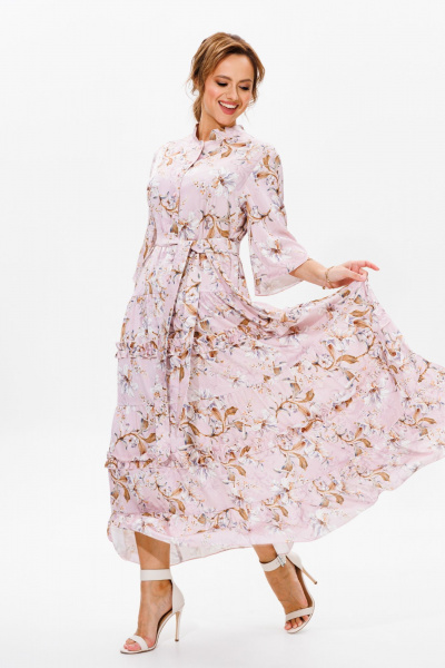 Летнее нарядное платье из струящегося атласа с воланами Mubliz 183 - фото 6