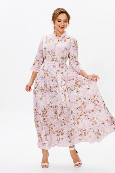 Летнее нарядное платье из струящегося атласа с воланами Mubliz 183 - фото 4