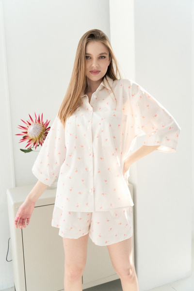 Круглогодичный домашний комплект рубашка и шорты из хлопка Art Ribbon G1031 - фото 5