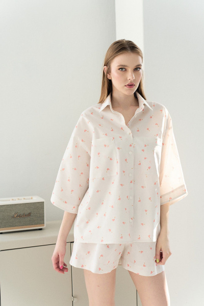 Круглогодичный домашний комплект рубашка и шорты из хлопка Art Ribbon G1031 - фото 1