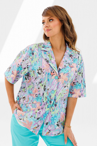 Летний костюм из льна: жакет и зауженные брюки Mubliz 194 голубой - фото 10