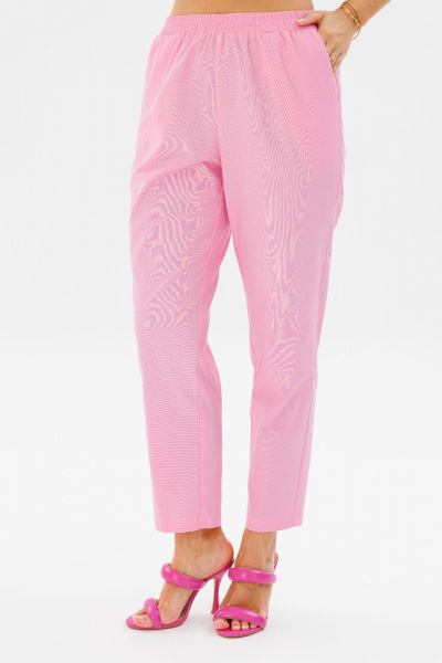 Летний женский костюм из льна: жакет и брюки с карманами Mubliz 194 розовый - фото 16