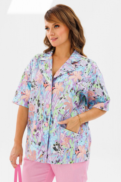 Летний женский костюм из льна: жакет и брюки с карманами Mubliz 194 розовый - фото 13