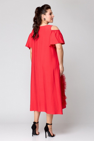 Платье на каждый день удлиненное с цветочной сеткой Koketka i K 1141-2 красный - фото 8