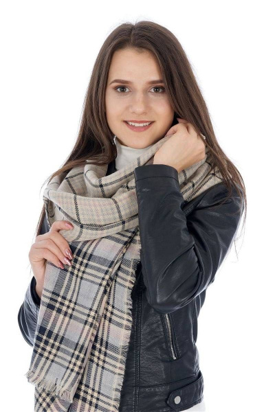 Шотландский шарф из текстиля в серых и синих тонах для зимы TrendCorner 6-6-23-358 1745 - фото 1