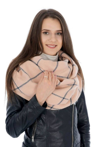 Зимний шарф крупная клетка пудра TrendCorner 9-16-23-199 1402 - фото 1