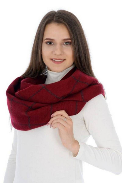 Зимний шарф крупная клетка бордо TrendCorner 9-16-23-199 1654 - фото 1