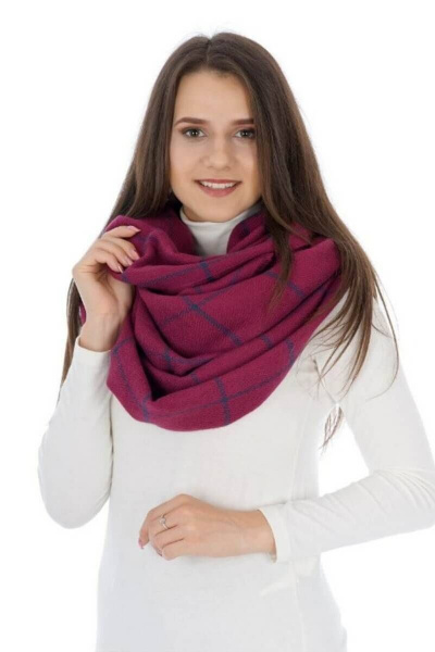 Шарф крупная клетка вишневый для повседневной носки TrendCorner 9-16-23-199 1703 - фото 1