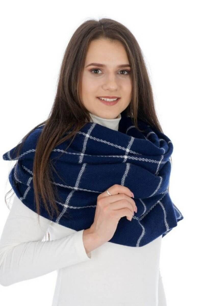 Зимний шарф крупная клетка синий TrendCorner 9-16-23-199 67 - фото 1