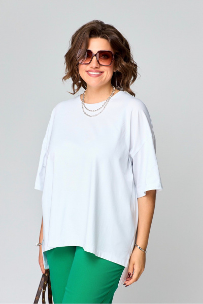 Футболка свободного кроя из хлопка для полных Bliss 179 белый - фото 3