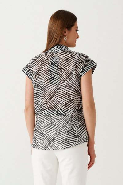 Блузка из хлопка с коротким рукавом и классической длиной Ketty К-16440 черно-белый - фото 9