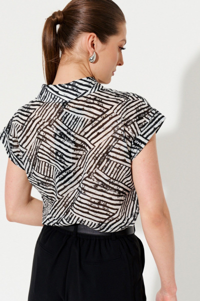 Блузка из хлопка с коротким рукавом и классической длиной Ketty К-16440 черно-белый - фото 7