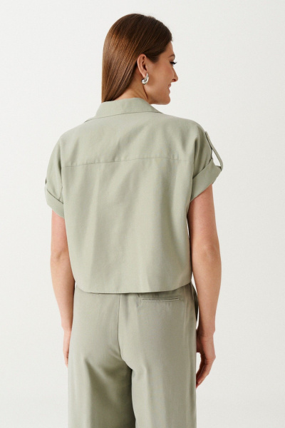 Блуза прямого силуэта из вискозной ткани Ketty К-15040 серо-зеленый - фото 9