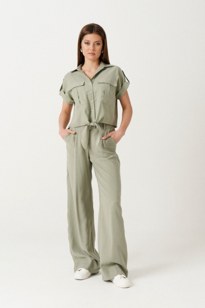 Блуза прямого силуэта из вискозной ткани Ketty К-15040 серо-зеленый - фото 6