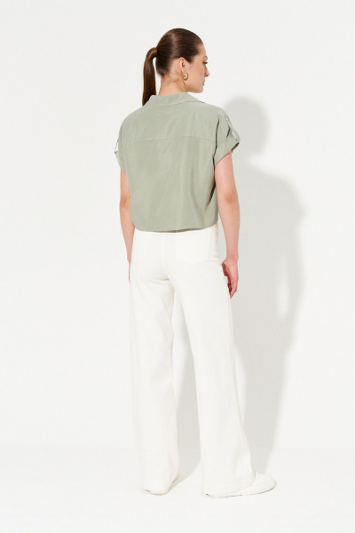 Блуза прямого силуэта из вискозной ткани Ketty К-15040 серо-зеленый - фото 5