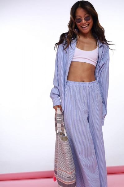 Голубые брюки из хлопкового текстиля BURO 1298 - фото 2