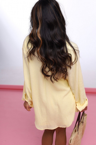 Желтая блуза из хлопка для ежедневных образов BURO 1301 - фото 6