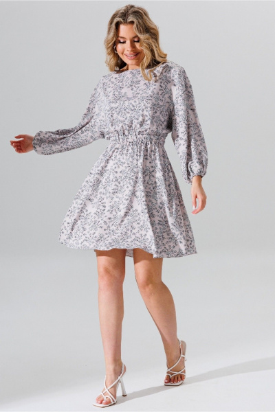 Платье из вискозы на резинке с карманами и воланами Faufilure C1641 - фото 4