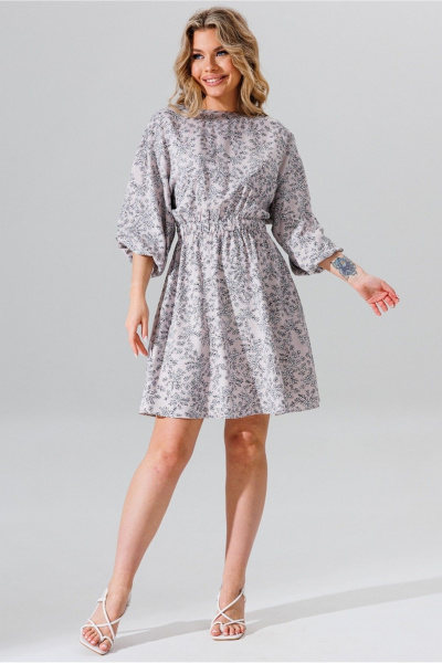 Платье из вискозы на резинке с карманами и воланами Faufilure C1641 - фото 1