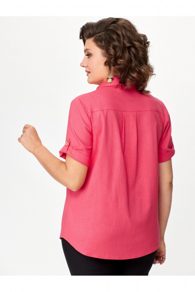 Рубашка блуза с имитацией карманов из текстиля Zlata 4428 малиновый - фото 6