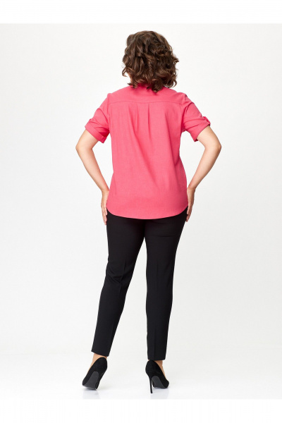 Рубашка блуза с имитацией карманов из текстиля Zlata 4428 малиновый - фото 2