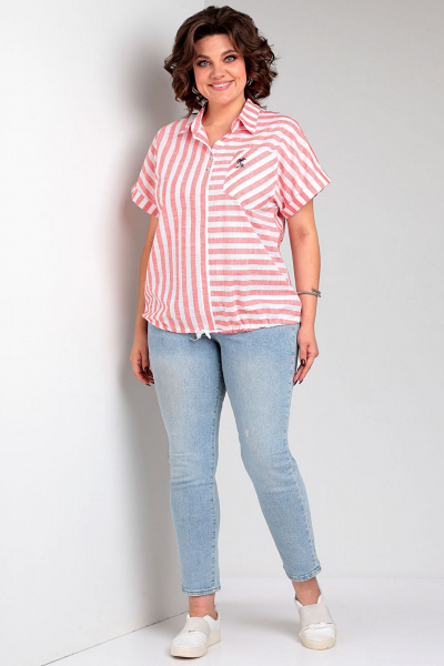 Легкая хлопковая блузка с вышивкой и рукавом «летучая мышь» Таир-Гранд 62434 красный - фото 7