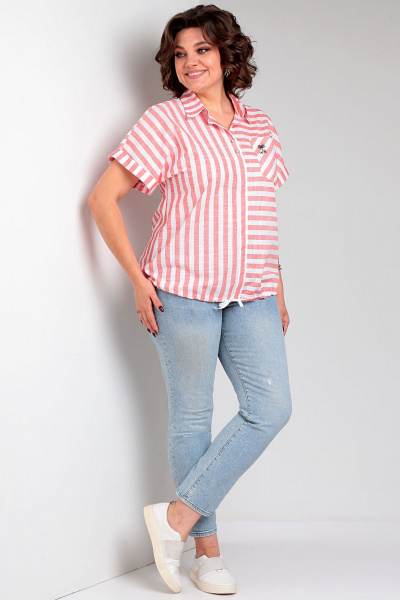 Легкая хлопковая блузка с вышивкой и рукавом «летучая мышь» Таир-Гранд 62434 красный - фото 3