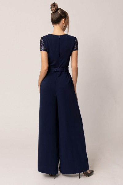 Комбинезон с кружевом и текстилем для повседневного и нарядного стиля Golden Valley 1056-1 темно-синий - фото 4