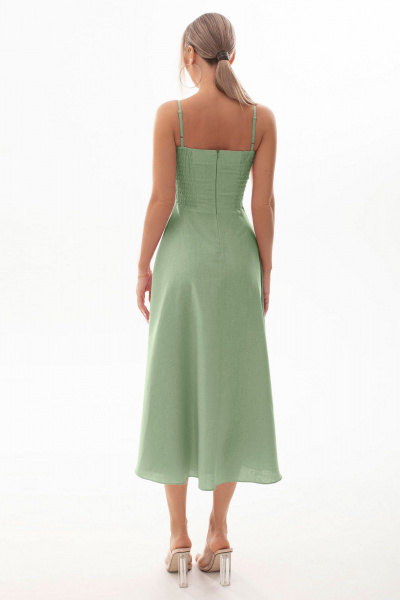 Летнее платье на бретелях с перекрученным лифом и расклешенной юбкой Golden Valley 4937-2 светло-зеленый - фото 3