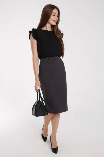 Юбка из трикотажа со средней длиной для повседневной Madech 19142 антрацитовый - фото 1