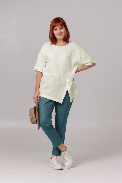 Туника женская из льна со спущенным плечом для летнего стиля Соджи 585 шампань - фото 1