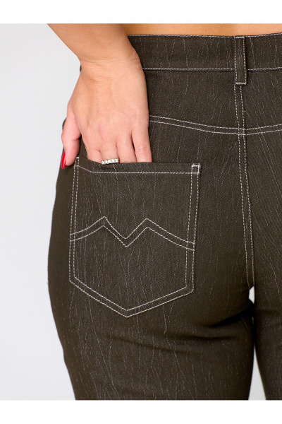 Брюки из джинса с завышенной талией для ежедневного стиля Zlata 4416 темно-оливковый - фото 6