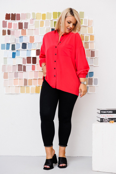 Классическая женская блузка из шифона с плечами-спущенными Anastasia 963.1 коралл - фото 11