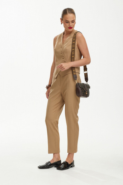 Костюм с жилетом из текстиля для элегантных образов Твой имидж 1883 кэмел - фото 6