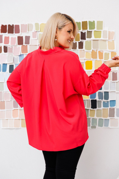 Классическая женская блузка из шифона с плечами-спущенными Anastasia 963.1 коралл - фото 10