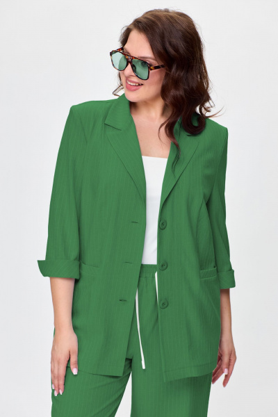 Костюм жилет и широкие брюки с ремнем ALEZA 1206 зеленый - фото 7