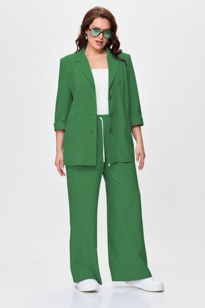 Костюм жилет и широкие брюки с ремнем ALEZA 1206 зеленый - фото 5