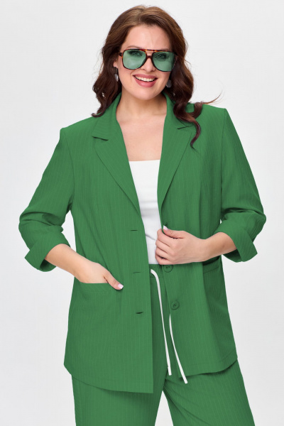 Костюм жилет и широкие брюки с ремнем ALEZA 1206 зеленый - фото 4