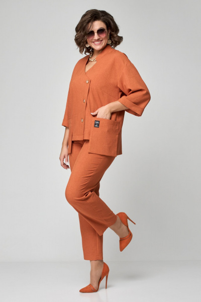 Брюки, жакет ALEZA 1185.3 терракот - фото 2