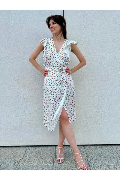 Миди платье из вискозы с запахом и поясом i3i Fashion 111-к - фото 1