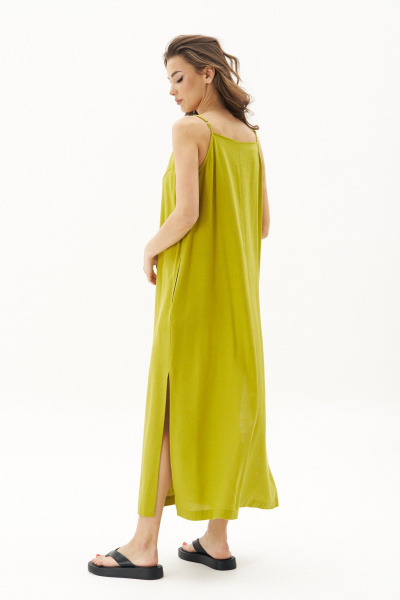 Летний сарафан с вырезом и карманами из текстиля Fantazia Mod 4833 лайм - фото 4