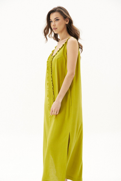 Летний сарафан с вырезом и карманами из текстиля Fantazia Mod 4833 лайм - фото 2