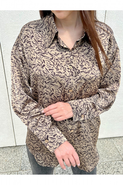 Атласная рубашка-блуза с длинным рукавом и пуговицами i3i Fashion 531 - фото 4